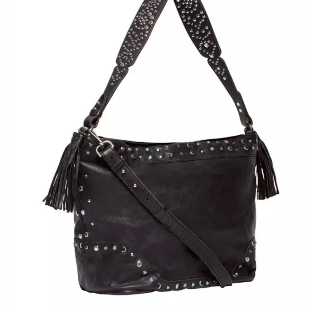 NWT CAMILLA *Rue De Noir* black leather hobo boho slouch bag